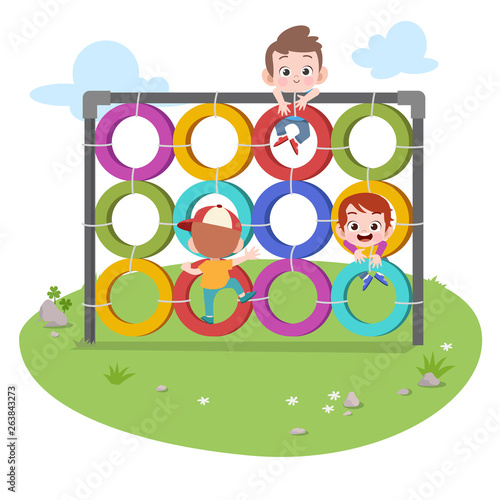 kids children playing playground vector illustration