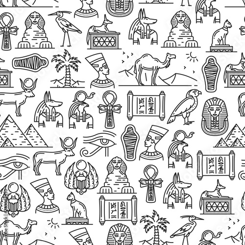 Egypt ancient culture symbols seamless pattern