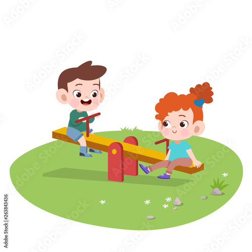 kids children playing playground vector illustration