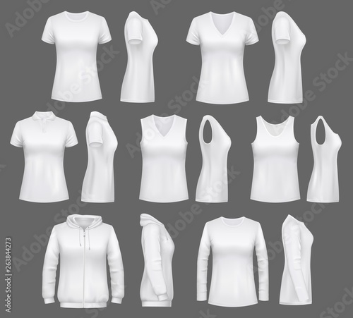 Women white tank top t-shirts, sportswear mockups