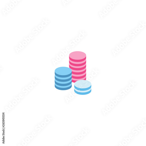 Coins money isometric 3d icon. Creative illustration idea.