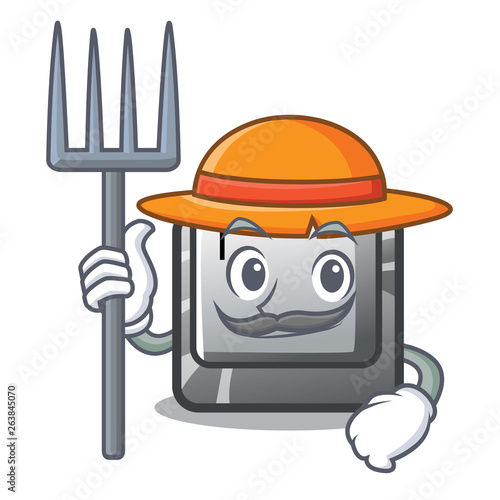 Farmer button T isolated in the cartoon