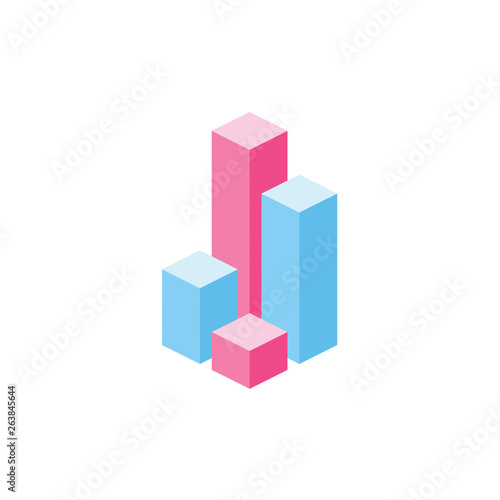 Blocks isometric chart 3d icon. Creative illustration idea.