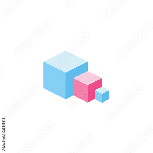 Blocks isometric 3d icon. Creative illustration idea.