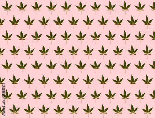 Cannabis Leaf Pattern on Pink photo