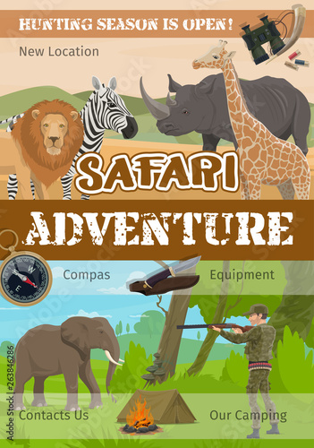 Hunting adventure, African safari hunt animals