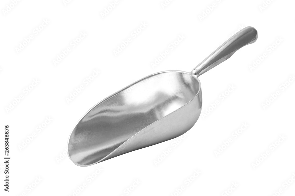 Empty metal scoop isolated on a white background Empty metal scoop isolated on a white background