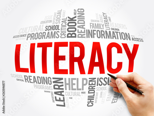 Literacy word cloud collage