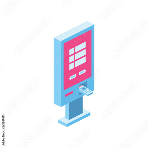 Self-service cashier isometric 3d vector icon illustrate