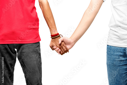 Gay couple holding hands together