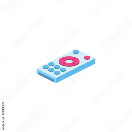 Remote Control 3d vector icon isometric pink and blue color minimalism illustrate
