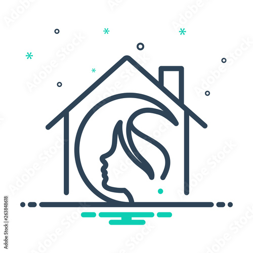 Mix line icon for salon at home