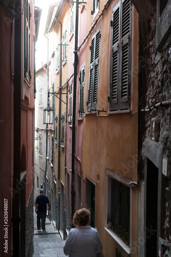 Narrow old street in the Village of Tellaro Liguria Italy © Paul