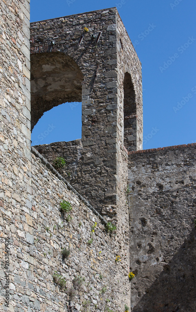 detail of old castle fosdinovo italy