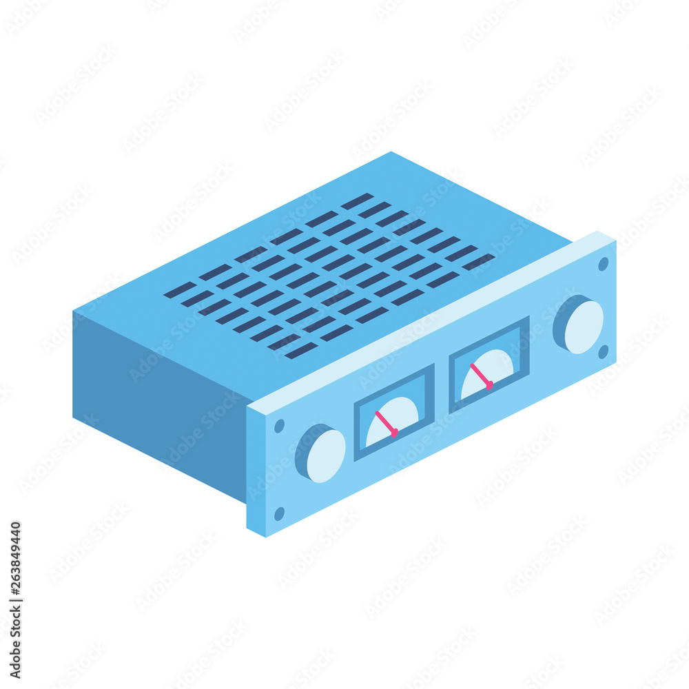 Fototapeta premium Amplifier 3d vector icon isometric pink and blue color minimalism illustrate
