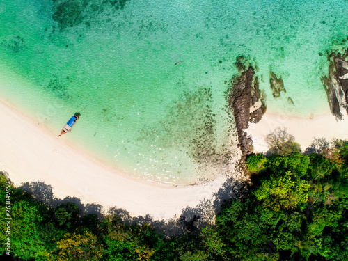 Aerial view of tropic sea, sand beach and nature