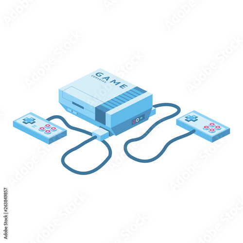 Game console 3d vector icon isometric pink and blue color minimalism illustrate