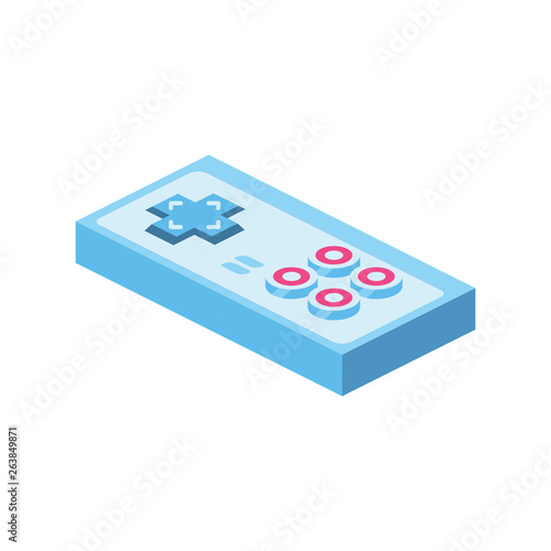 Game controller 3d vector icon isometric pink and blue color minimalism illustrate