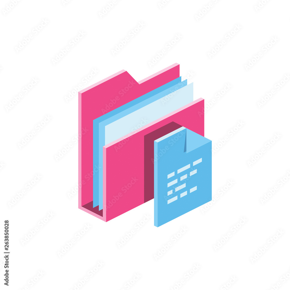 Document folder 3d vector icon isometric pink and blue color minimalism illustrate Document folder 3d vector icon isometric pink and blue color minimalism illustrate