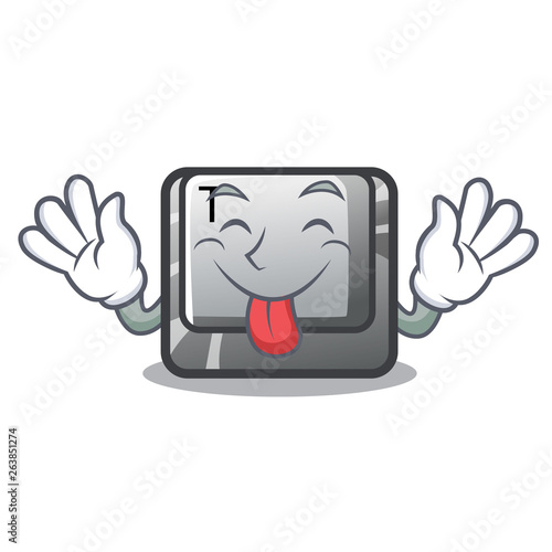 Tongue out button T in the mascot shape