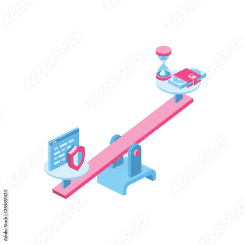Libra 3d vector icon isometric pink and blue color minimalism illustrate