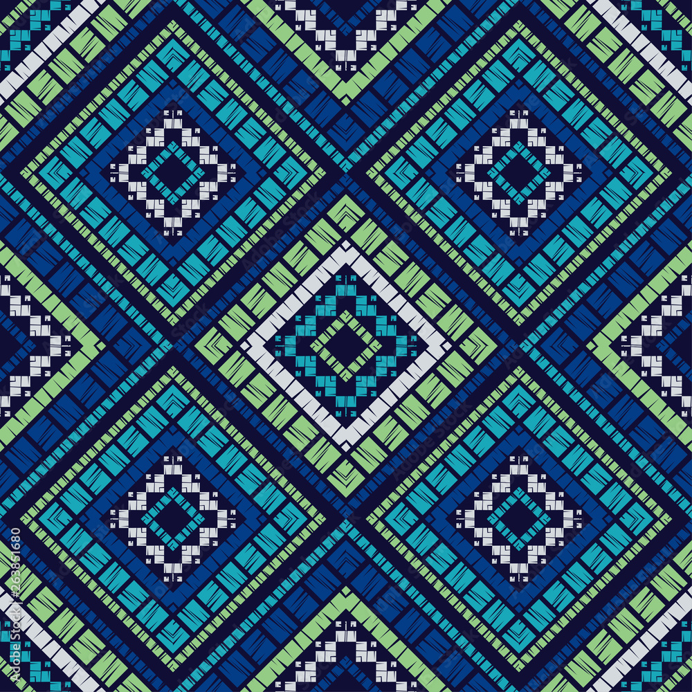Ethnic boho seamless pattern. Embroidery on fabric. Patchwork texture. Weaving. Traditional ornament. Tribal pattern. Folk motif. Can be used for wallpaper, textile, invitation card, wrapping, web pag Ethnic boho seamless pattern. Embroidery on fabric. Patchwork texture. Weaving. Traditional ornament. Tribal pattern. Folk motif. Can be used for wallpaper, textile, invitation card, wrapping, web pag