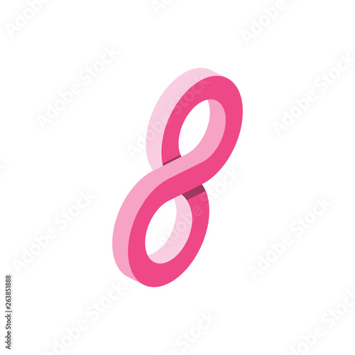 Infinity 3d vector icon isometric pink and blue color minimalism illustrate