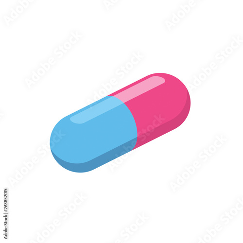 Pills Medicine 3d vector icon isometric pink and blue color minimalism illustrate