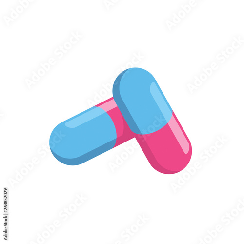 Pills Medicine 3d vector icon isometric pink and blue color minimalism illustrate