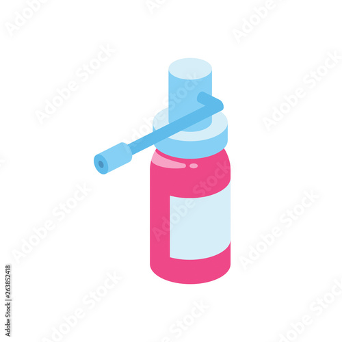Spray for the throat Medicine 3d vector icon isometric pink and blue color minimalism illustrate
