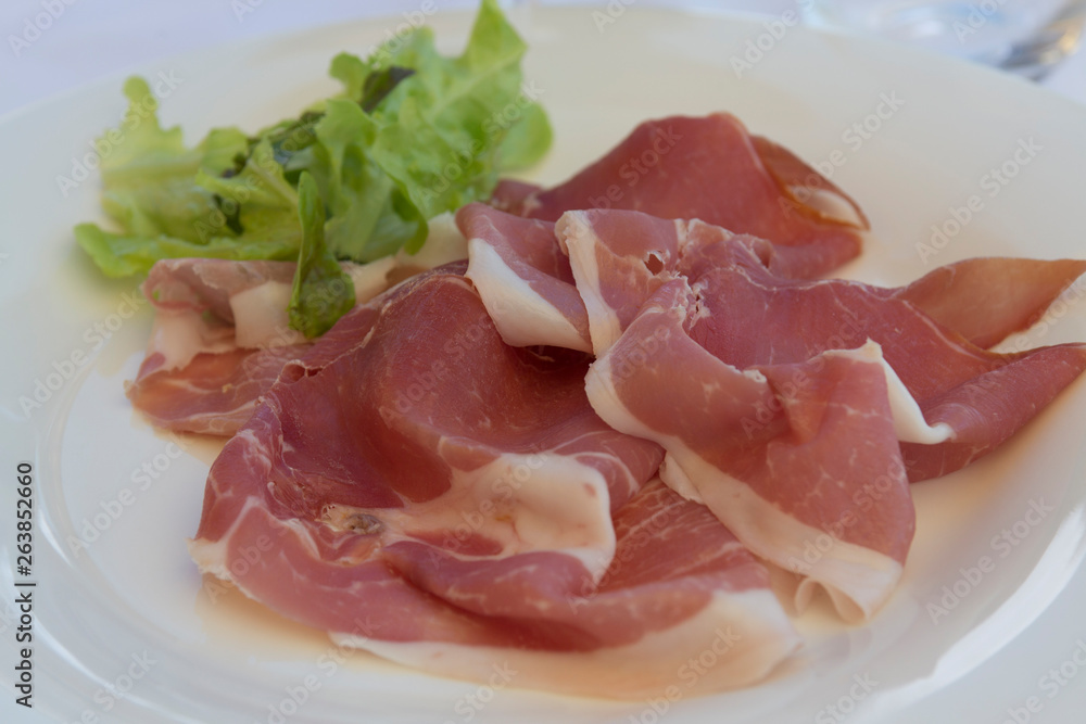 Prosciutto Raw Ham Food of Bocca di Magra Italy Prosciutto Raw Ham Food of Bocca di Magra Italy