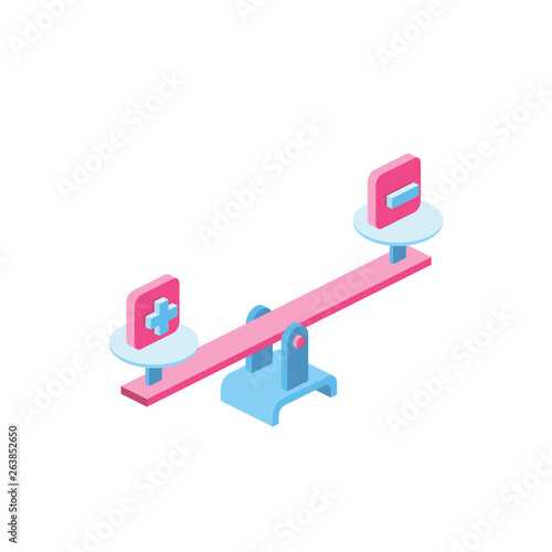 Libra pros minus 3d vector isometric icon illustration