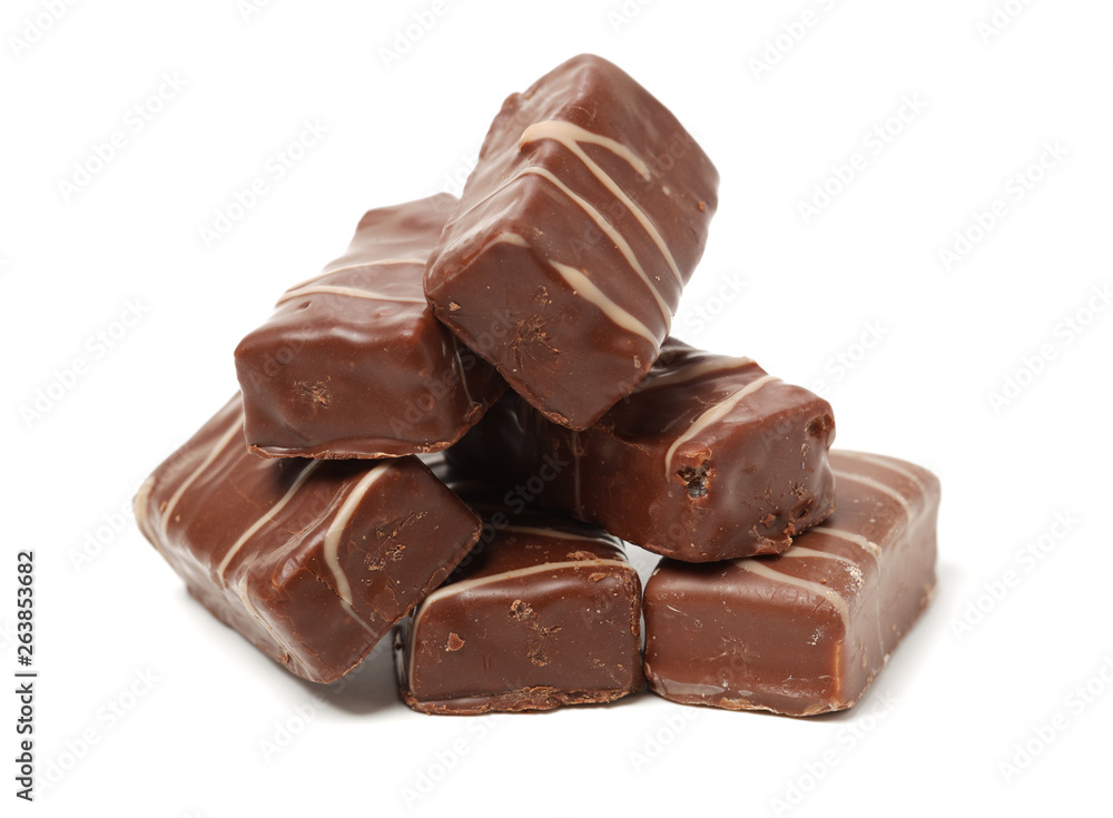Chocolate peanut candy on white background Chocolate peanut candy on white background