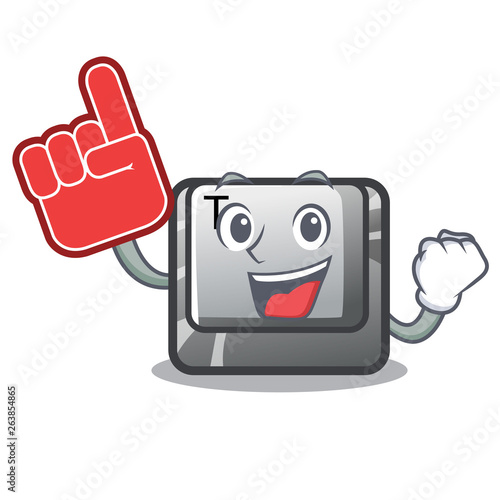Foam finger button T in the mascot shape
