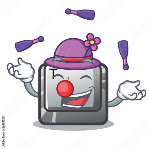 Juggling button T in the mascot shape
