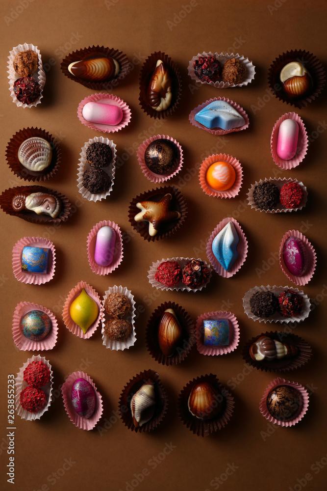 Collection of bonbons and truffles Collection of bonbons and truffles