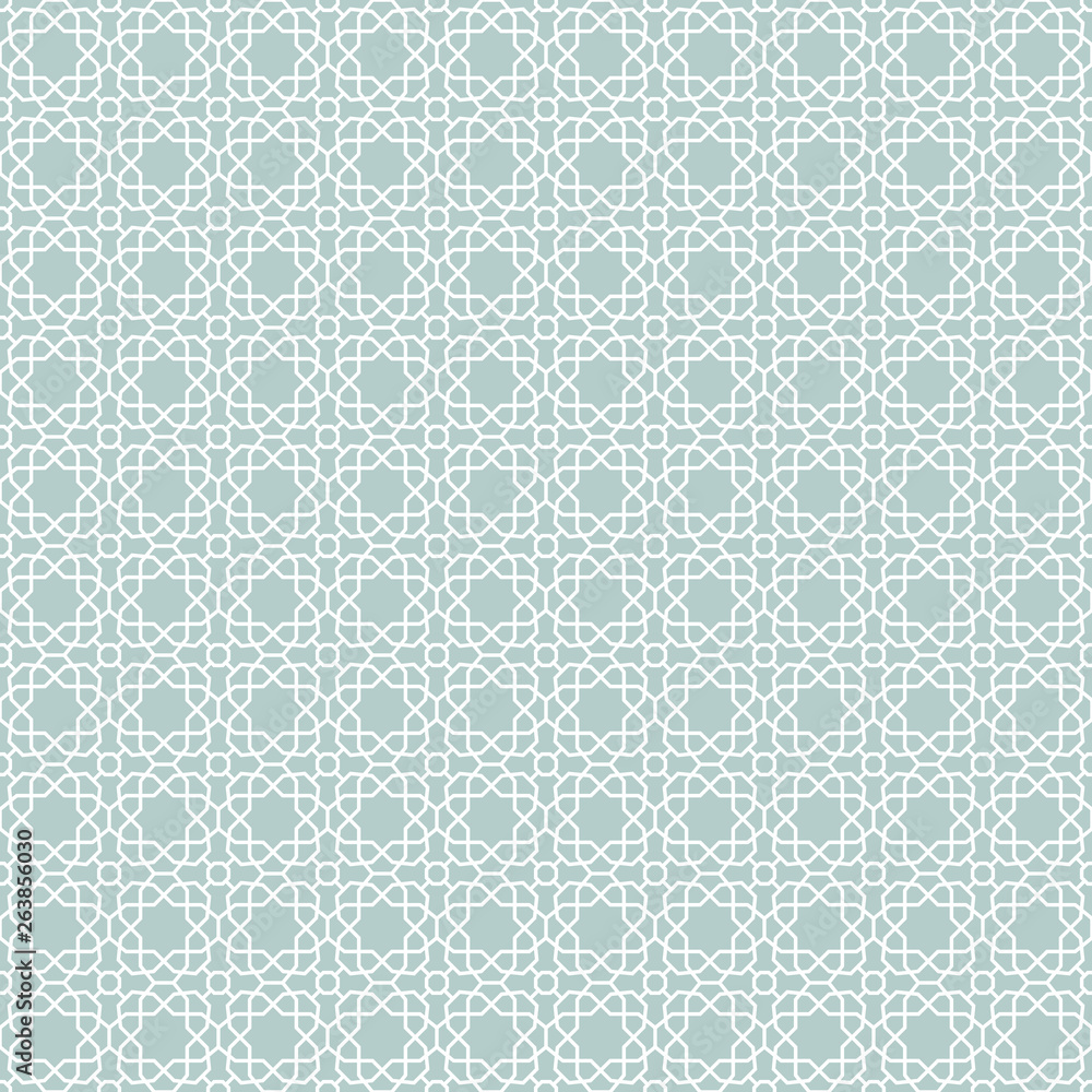 Seamless background for your designs. Modern light blue and white ornament. Geometric abstract pattern