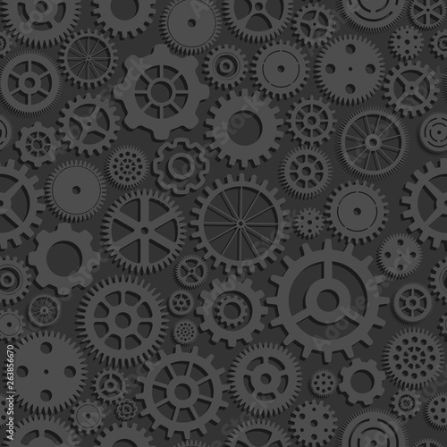 vector seamless background with grey cogwheels