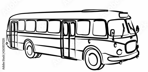 Sketch of big old bus.