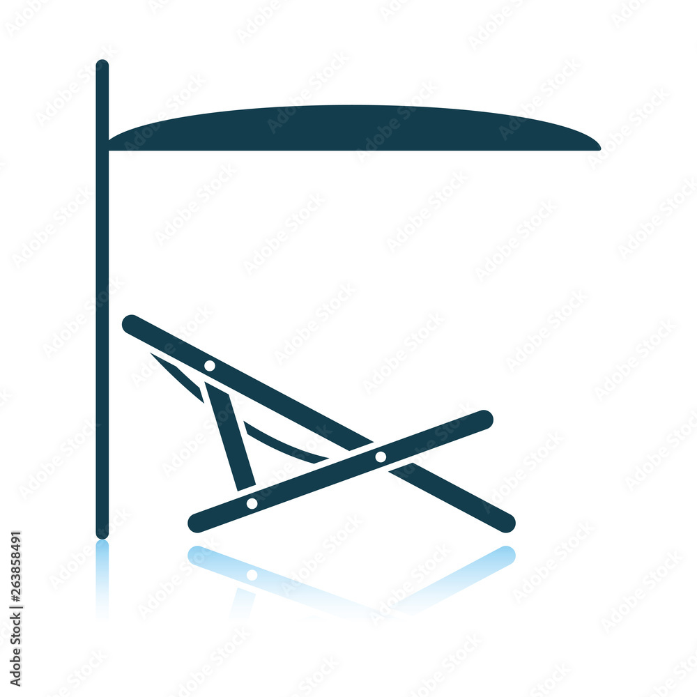 Sea beach recliner with umbrella icon Sea beach recliner with umbrella icon