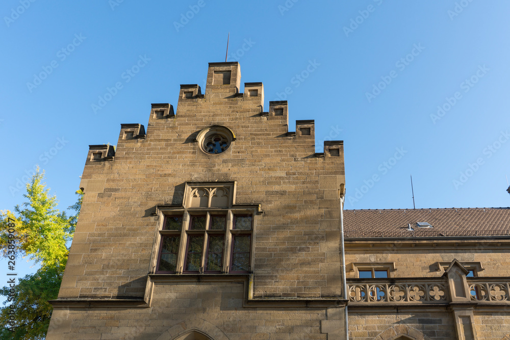 train station with stepped gable in Bad Wimpfen, Germany train station with stepped gable in Bad Wimpfen, Germany