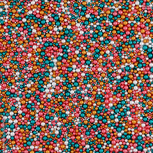 Cakes Colors Wrapping Paper Pattern, Illustration With Brushed Metallic Balls 3D Render, Orthographic Camera ..