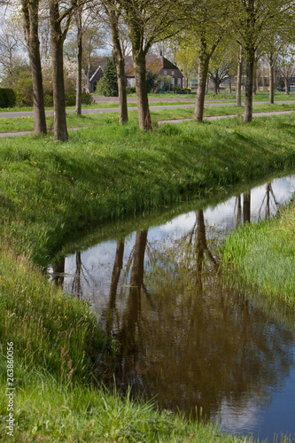 Ditch Ruinerwold Drente Netherlands Dr. Larijwewg Spring Peartrees