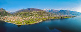 Lago di Como (IT) - Vista aerea panoramica di Dongo e paesi limitrofi
