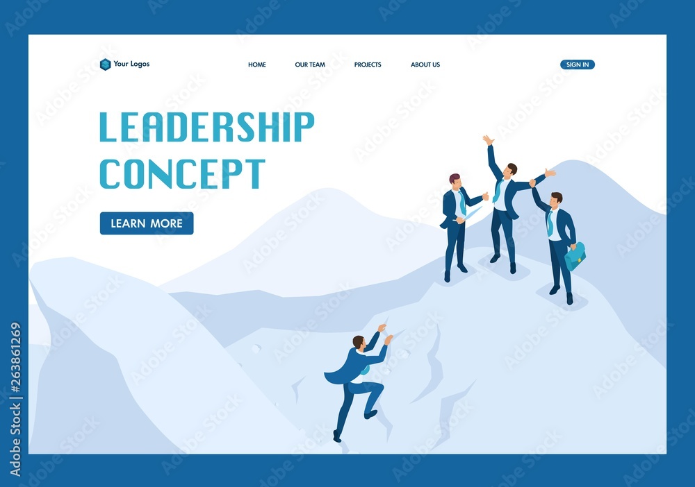 Isometric Goal Achievement Concept with Your Team Isometric Goal Achievement Concept with Your Team