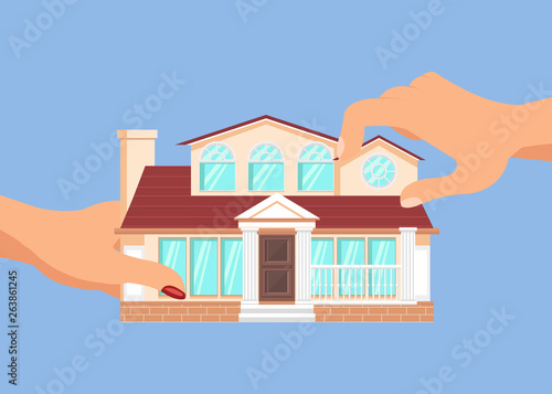 Division of Property Metaphor Flat Illustration