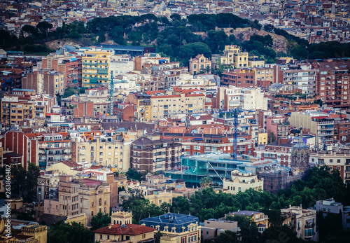 Buildings seen from Tibidabo mountain in barcelona, Spain