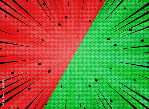 Abstract sun burst  contrast watermelon red and green colors background. illustration vector eps10