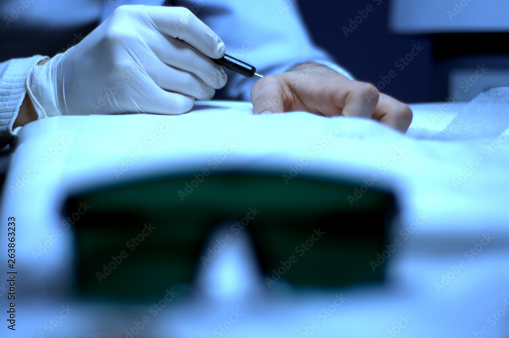 Fototapeta premium work goggles and equipment in the clinic