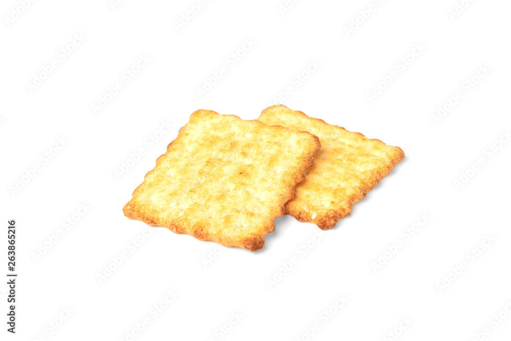 Cracker cookies isolated on white background. Cracker cookies isolated on white background.